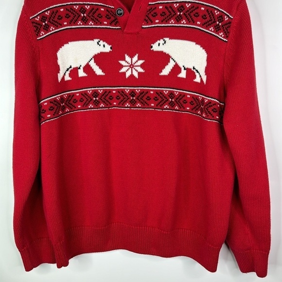 Chaps Ralph Lauren Knit Polar Bear Red Sweater Size Large - Picture 3 of 9